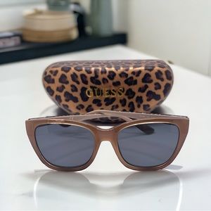 GUESS Alt Fit Shiny Beige/Animal Print Squared Cat Eye FRAMES ONLY